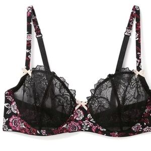 2/$30 Adore Me Caen Watercolor Black “Chelsey" Underwire Unlined Balconette, 32D